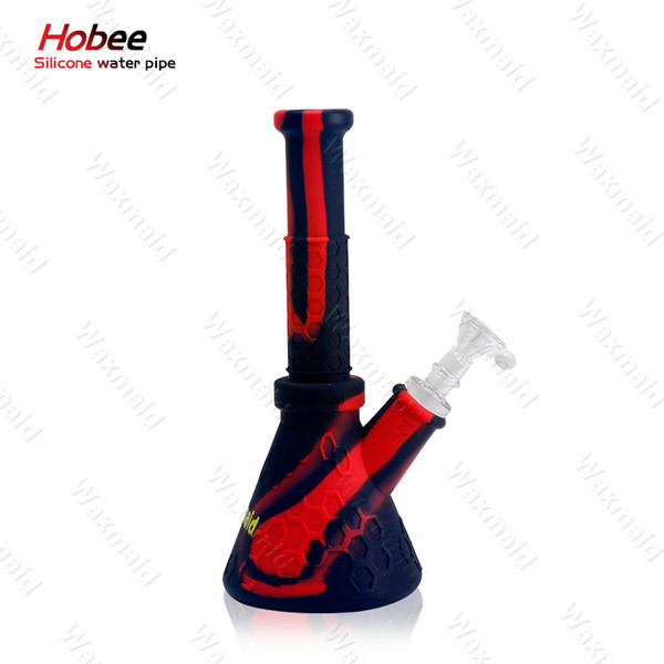 Glass Bong Platinum Cured Silicone Ash Catcher Waxmaid Original Beaker Bong For Wax Come With 14mm Joint Adapter Free Shipping