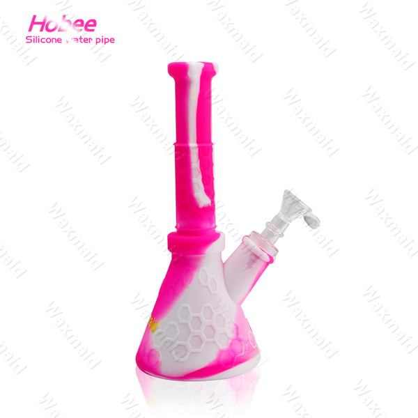 Bong Glass Water Pipe 9 inches silicone Beaker Bongs With 14mm Joint Adapter Factory Outlet DHL Free Shipping