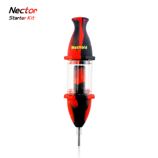 Bong Silicone Nectar Collector Glass Oil Rig with Titanium Nail 6 Colors Water Bongs Factory Direct Price DHL Free Shipping