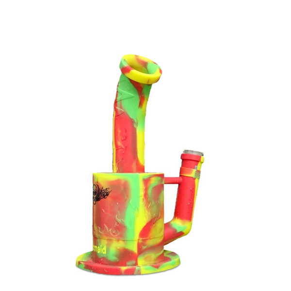 Glass Bong Oil Rig Silicone Beaker Bong 6 colors for choose With 14mm Female joint Adapter Factory Outlet Price DHL Free Shipping