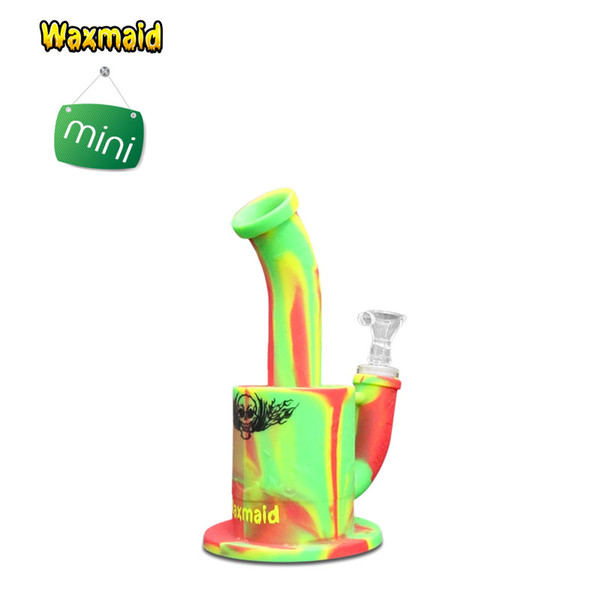 Bong Platinum Cured Silicone Bongs Waxmaid New Patent Glass Dab Rig For Wax Come With Adapter Cheap Factory Outlet DHL Free Shipping