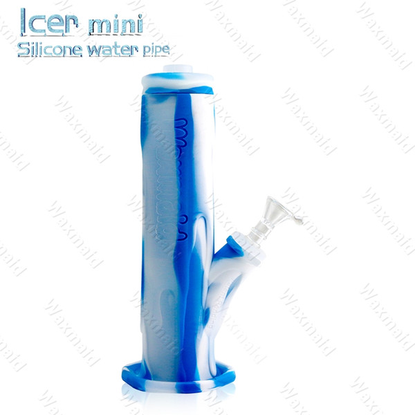 Bong Silicone Bong Waxmaid Glass Bong 9 inches Cool Icer mini Dab Rig With 14mm male Joint Bowl Factory Price Free Shipping