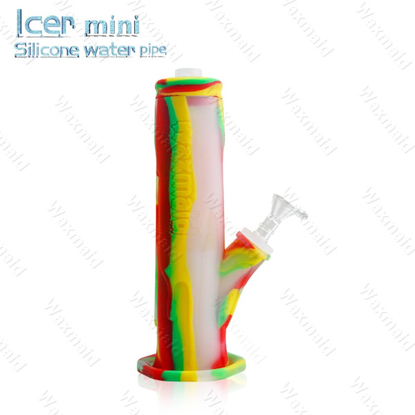 Glass Bong Silicone Bong Waxmaid 9 inches Cool Icer mini Oil Rig With 14mm male Joint Bowl Factory Price Free Shipping