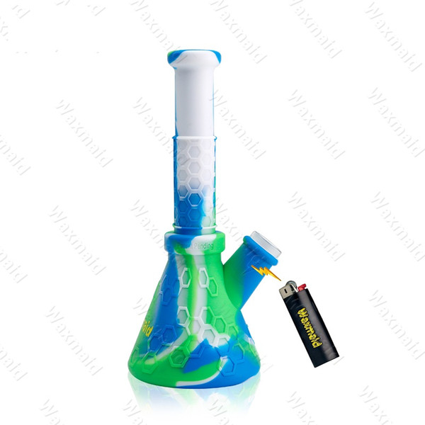 Bong Glass Dab Rig Platinum Cured Silicone Beaker Bong Waxmaid New Original Water Pipes For Wax With 14mm Joint Adapter Bowl Free Shipping