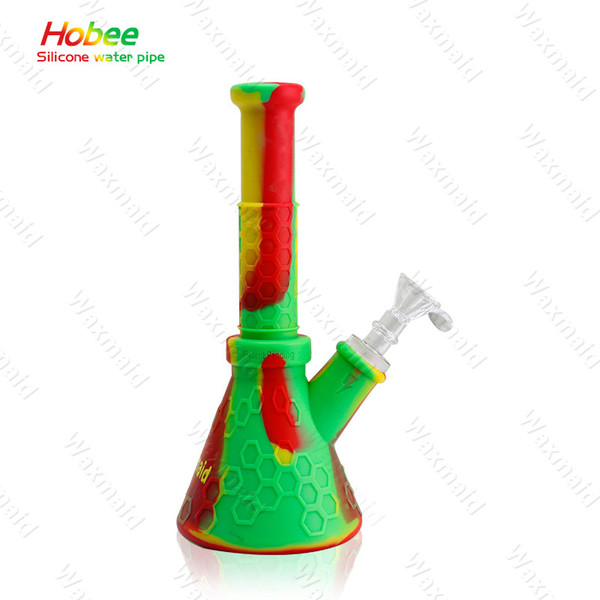 Bong Platinum Cured Silicone Ash Catcher Waxmaid New Original Beaker Bongs For Dry Herb Come With 14mm Joint Adapter bowl Free Shipping