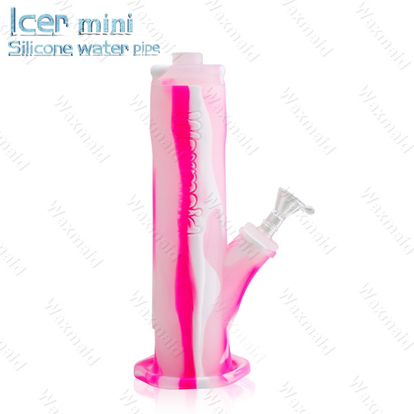 Bong Silicone Bong Waxmaid Glass Bong 9 inches Cool Icer mini Bongs With 14mm male Joint Bowl Factory Outlet Free Shipping