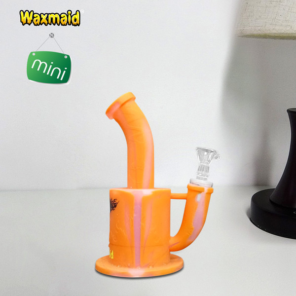 Glass Bong Silicone Water Pipes 7 Inches ash catcher with 14mm joint male adapter and bowl Factory Outlet DHL Free Shipping