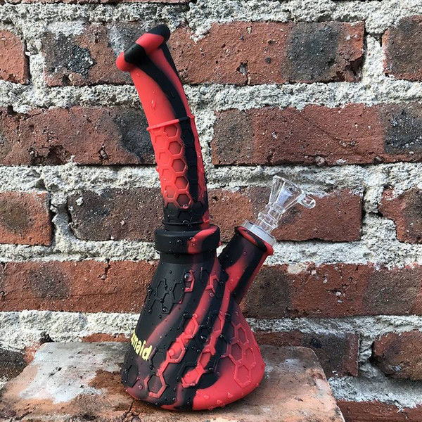 Bong Silicone Water Pipe Glass Bongs Hot Sell 9 inches Hobee S Beaker Bongs With 14mm Joint Adapter And Bowl Free Shipping