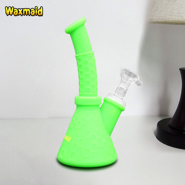 Bong Platinum Cured Silicone Water Pipes Waxmaid New Original Beaker Bongs For Wax Come With 14mm Joint Adapter Free Shipping