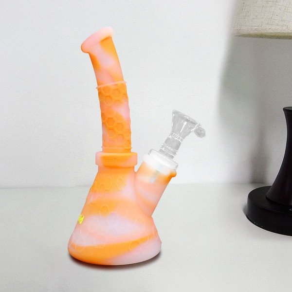 Bong Platinum Cured Silicone Oil Rig Waxmaid Hobee s Hookah Beaker Bongs For Wax Come With 14mm Joint Adapter And Bowl Free Shipping