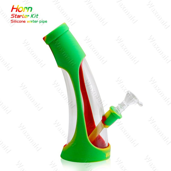 Bong Silicone Dab Rigs Glass Water Pipes Waxmaid New Beaker Bongs 6 colors For Choose With Bowl Factory Outlet DHL Free Shipping