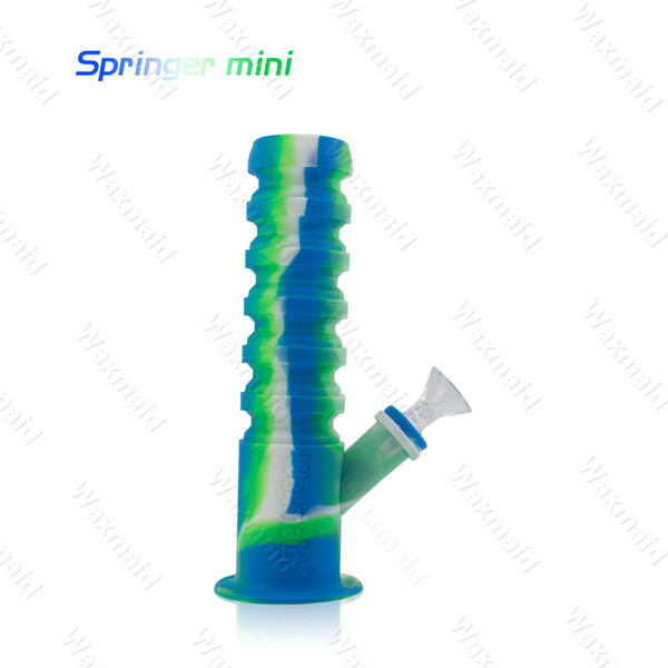 Glass Bong Silicone Water Pipe Waxmaid 8.4 inch Retractable Smoking Water Pipe for Dry Herb Factory Price DHL Free Shipping