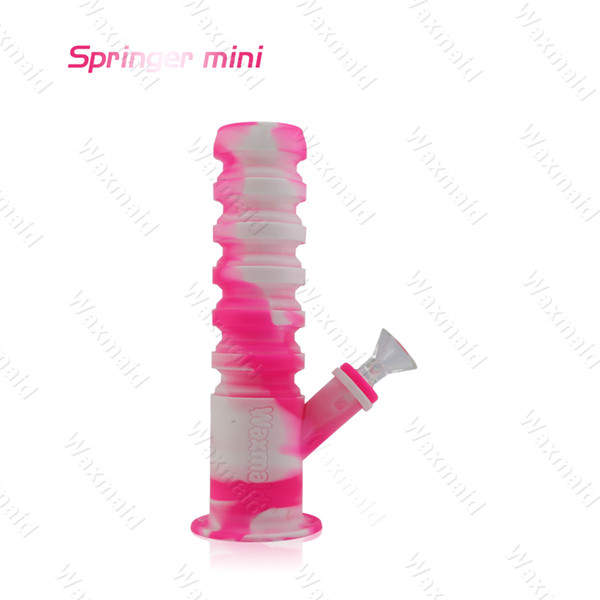 Bong Silicone Bongs Waxmaid Retractable Smoking Water Pipe Springer mini 6 colors Factory Price DHL Free Shipping