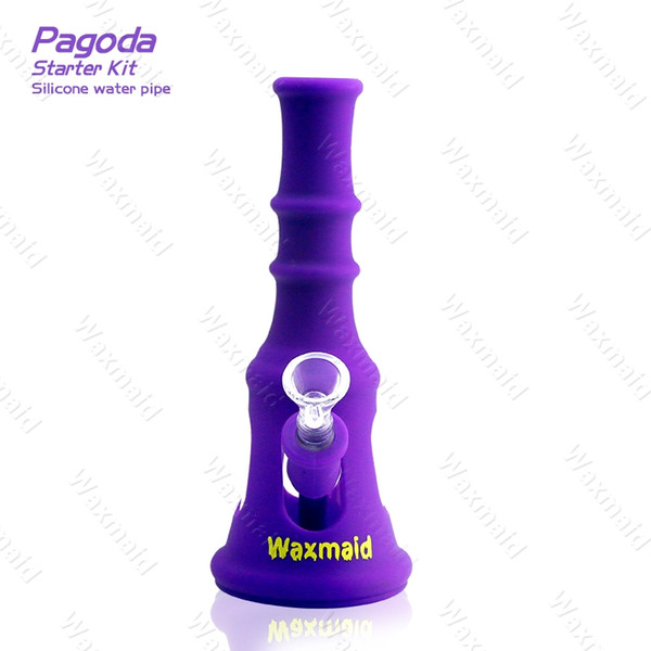 Bong FDA Silicone Glass Water Pipe Waxmaid New Patent Pagoda Factory Outlet Price Oil Rig With Bowl DHL Free Shipping