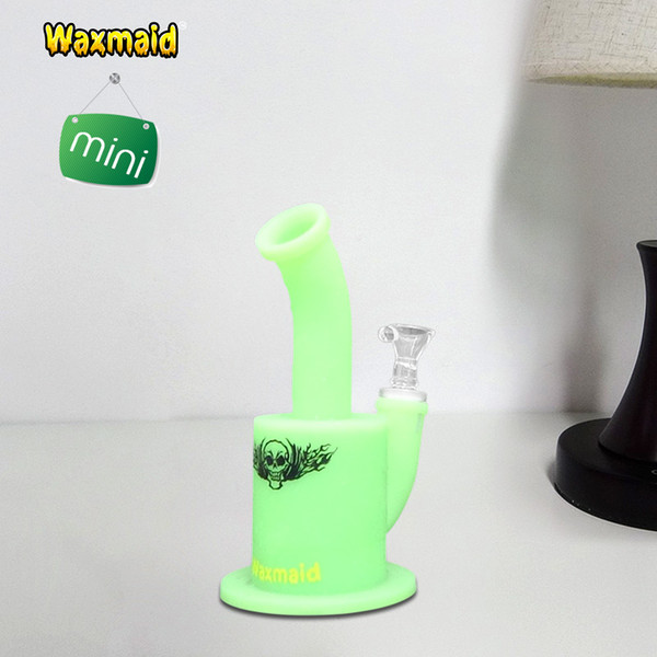 Glass Bong Oil Rig Silicone Water Pipe 7 Inches Bongs 14mm joint male adapter and bowl Factory Outlet DHL Free Shipping