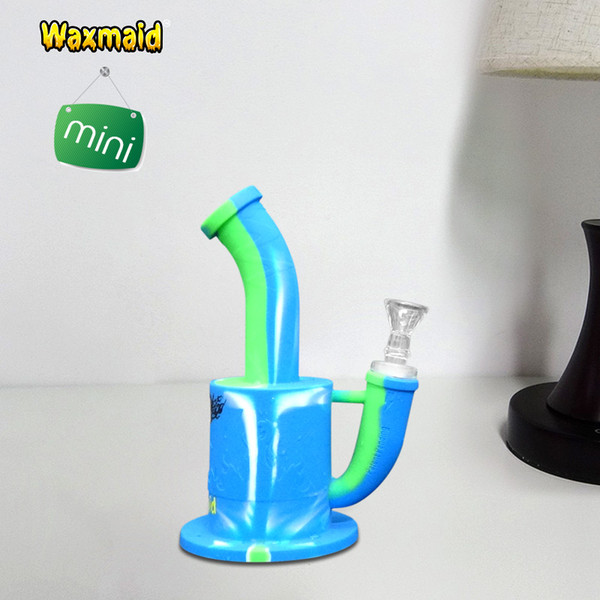 Bong Silicone Water Bong 7 Inches Bongs 14mm joint male adapter and bowl Factory Outlet DHL Free Shipping