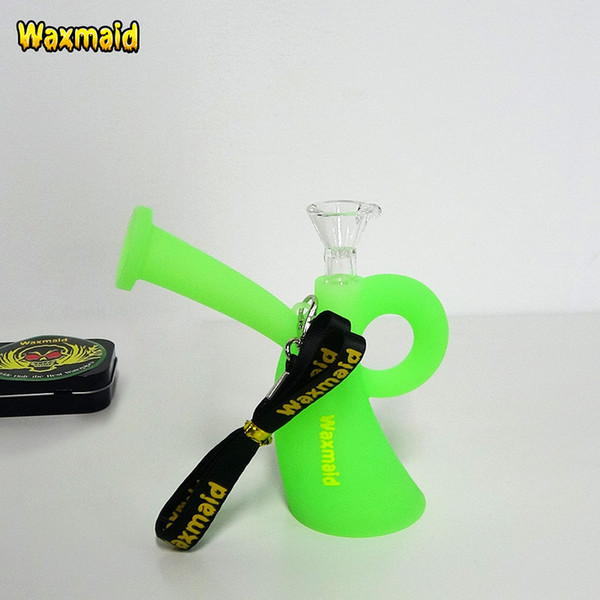 Glass Bong Silicone Bongs Factory Price 6 Colors Portable Oil Rigs With 14mm Joint bowl DHL Free Shipping