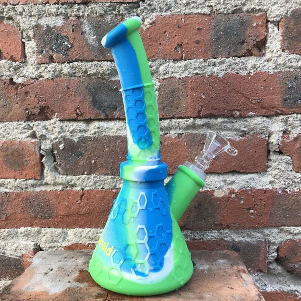 Bong Silicone Heady Bongs mini Glass Beaker Water pipe smoking hookah 14mm Bowl bubbler pipes with Bowl dhl free shipping