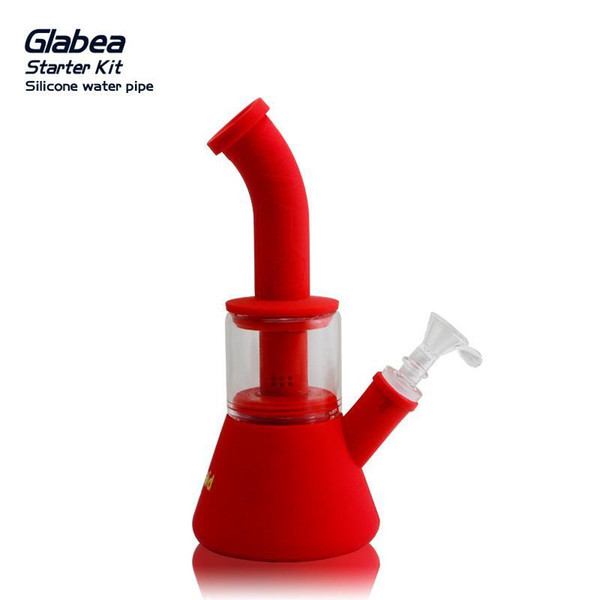 Silicone Bong Glass Bong With 14mm Male joint Glass Oil Rig 6 Colors for choose Cheap Bongs DHL Free Shipping