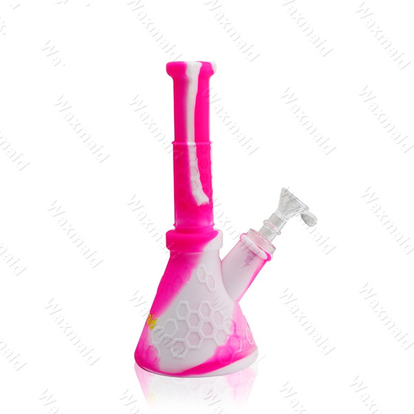 Bong Glass Dab Rigs Platinum Cured Silicone Beaker Bongs Waxmaid New Original Water Pipes For Wax Come With 14mm Joint Adapter Free Shipping