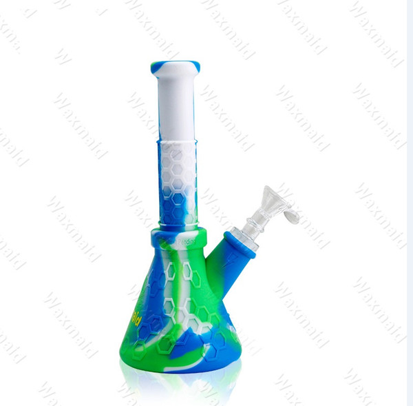 Glass Bong Platinum Cured Silicone Bong Waxmaid New Original Dab Rig For Wax Come With 14mm Joint Adapter Free Shipping