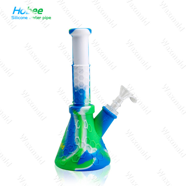 Glass Bong Platinum Cured Silicone Ash Catcher Waxmaid 6 Colors Water Pipes For Wax Come With 14mm Joint Adapter Free Shipping