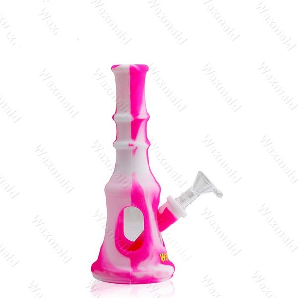 Glass Bong FDA Silicone Dab Rig Waxmaid New Arrival Pagoda 6 colors Factory Outlet Price Bongs With Bowl DHL Free Shipping