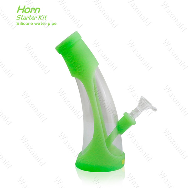 Glass Bong FDA Silicone+ Glass Water Bongs Waxmaid New Water Pipes 6 colors For Choose With Bowl Factory Outlet DHL Free Shipping