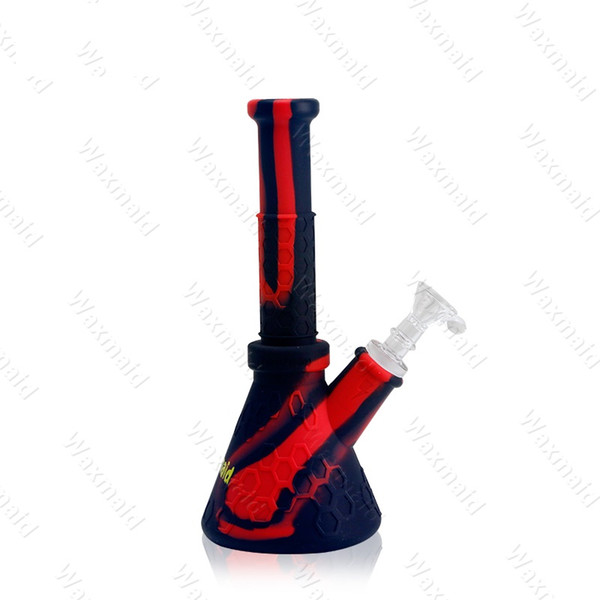 Glass Bong Platinum Cured Silicone Bongs Waxmaid New Original Water Pipes For Wax Come With 14mm Joint Adapter Free Shipping