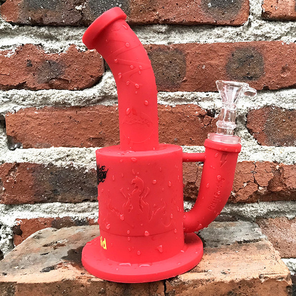 Glass Bong Platinum Cured Silicone Bong Waxmaid New Glass Dab Rig For Wax Come With Adapter And Bowl Factory Outlet DHL Free Shipping