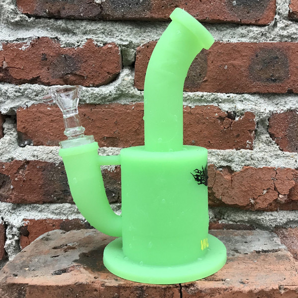 Glass Bong FDA Silicone Water Pipes Waxmaid 7 Inches Glass Bong 14mm joint male adapter and bowl Factory Outlet DHL Free Shipping