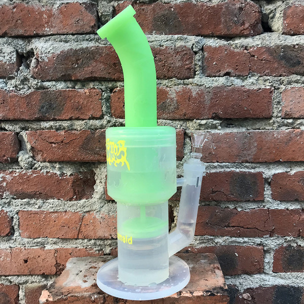 Glass Bong Silicone Dab Rig New Patent 2 Layers Percs Bongs With 14mm Joint Bowl and Adapter Factory Outlet DHL Free Shipping