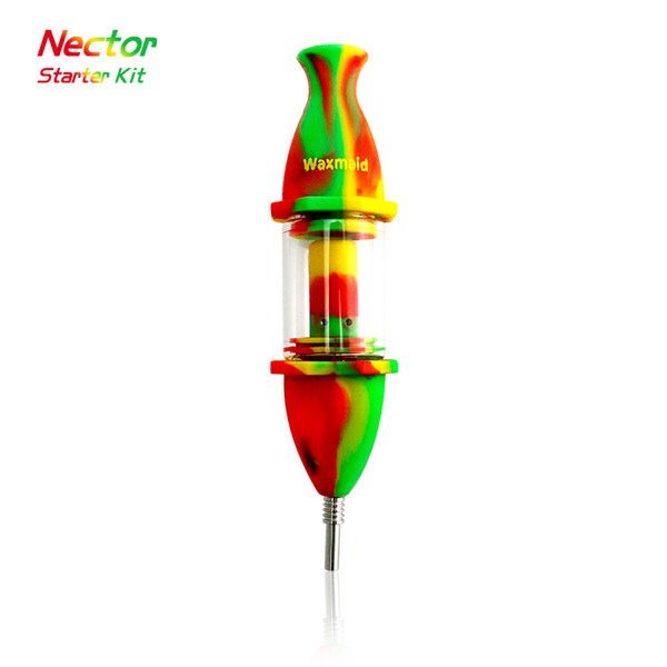 Glass Oil Ris Nectar Collector with Titanium Nail Multi Colors Silicone+Glass Oil Rigs Factory Direct Price DHL Free Shipping