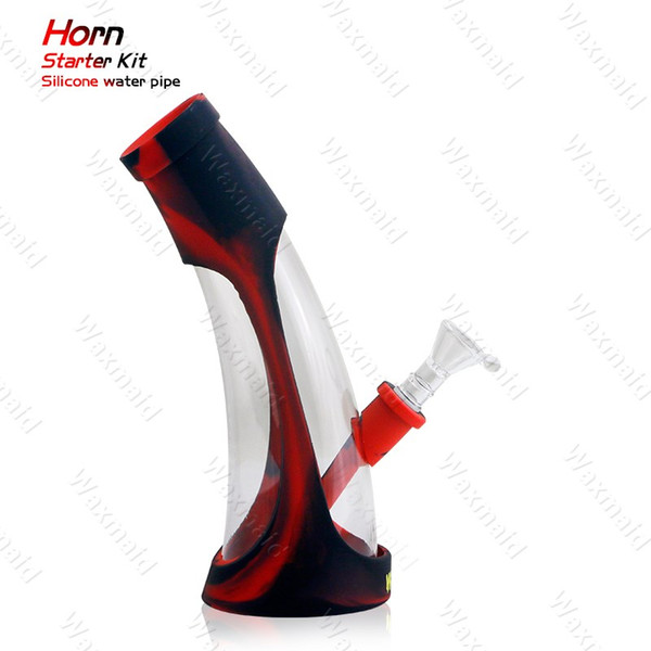 Glass Bong Dab Rigs FDA Silicone Glass Water Bongs Waxmaid New 6 colors For Choose With Bowl Factory Outlet DHL Free Shipping