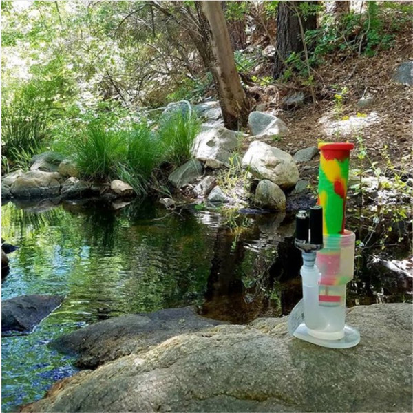 Bong FDA Silicone Oil Rig Waxmaid 6 colors High-End 2 Layer Percs Glass Water Bongs With Bowl Factory Outlet DHL Free Shipping