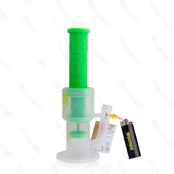 Bong Platinum Cured Silicone Oil Rig Waxmaid 6 colors High-End 2 Layer Percs Water Pipes With Bowl Factory Outlet DHL Free Shipping