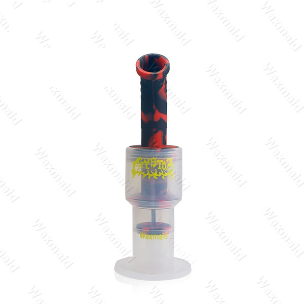 Glass Bong Silicone Bongs Cheap Water Pipes 2 Layers Percs Bongs With 14mm Joint Bowl and Adapter Factory Price DHL Free Shipping