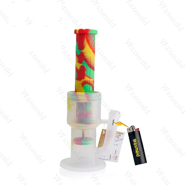 Glass Bong Silicone Dab rig New Original High-End 2 Layer Percs Water Bong With Bowl Factory Outlet DHL Free Shipping