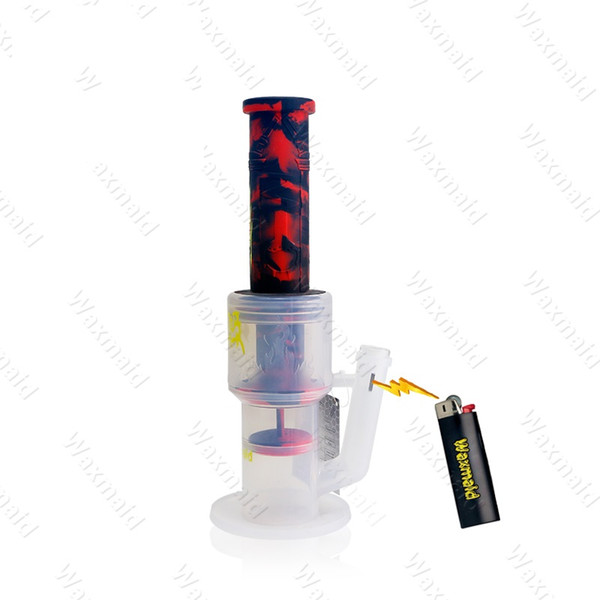 Bong Platinum Cured Silicone Oil Rig Waxmaid 6 colors High-End 2 Layer Percs Water Bongs With Bowl Factory Outlet DHL Free Shipping