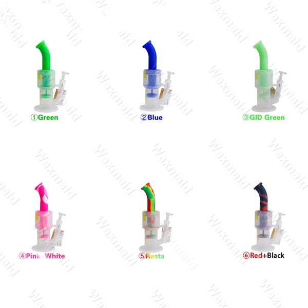 Bong Silicone Oil Burner Waxmaid New 2 Layers Percs Smoking Beaker Bong With 14mm Joint Bowl and Adapter Factory Outlet DHL Free Shipping