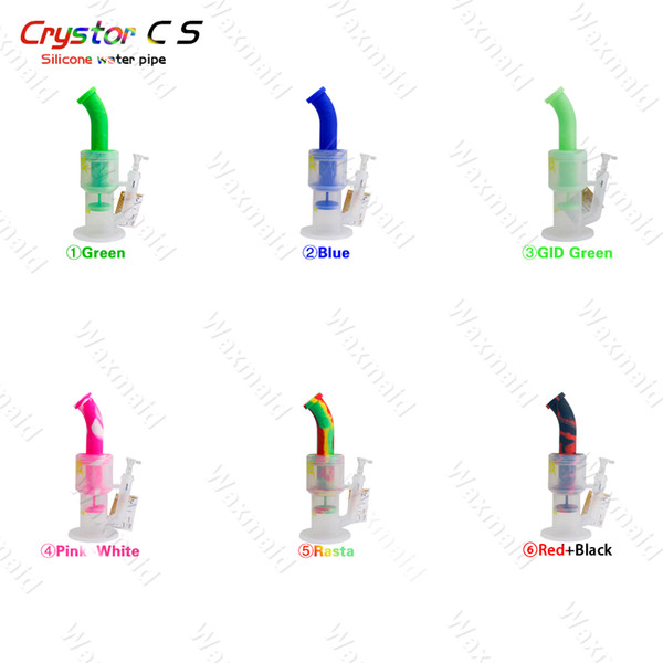 Bong Silicone Water Pipes 2 Layers Percs Smoking Beaker Bong With 14mm Joint Bowl and Adapter Factory Outlet DHL Free Shipping