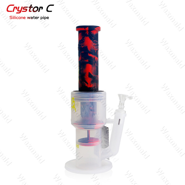 Glass Bong Platinum Cured Silicone Water Pipes Waxmaid High End 2 Layer Percs Bongs 6 colors With Bowl Factory Price DHL Free Shipping