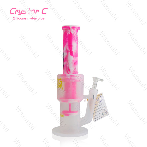 Bong Silicone Dab Rig Glass Water Pipe Waxmaid High End 2 Layer Percs Bongs With Bowl Factory Price DHL Free Shipping