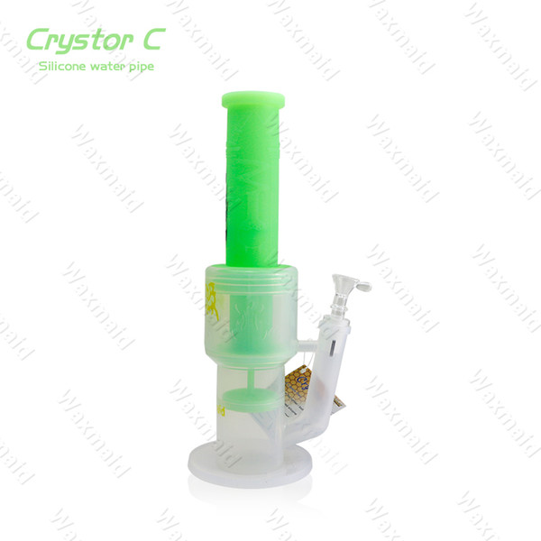 Bong Platinum Cured Silicone Water Pipe Waxmaid High End 2 Layer Percs Dab Rig With Bowl Waxmaid Factory Outlet DHL Free Shipping