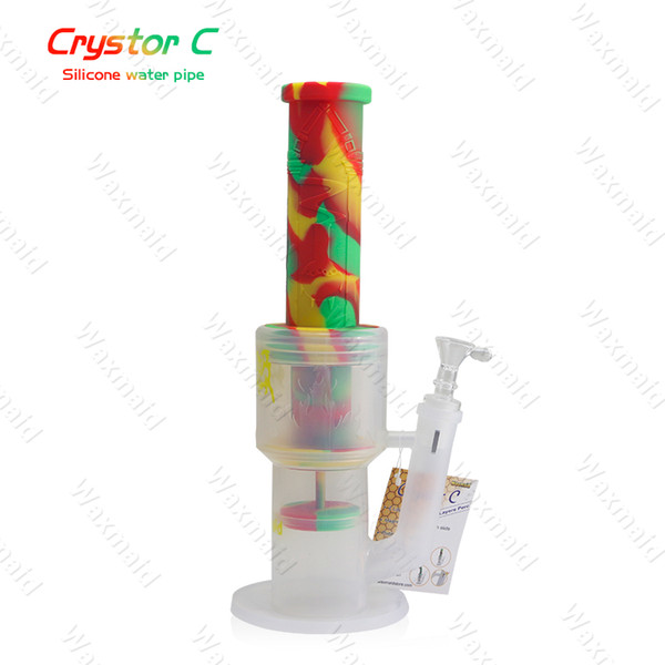 Bong Platinum Cured Silicone Bongs Waxmaid High End 2 Layer Percs Dab Rigs With Bowl Factory Price DHL Free Shipping