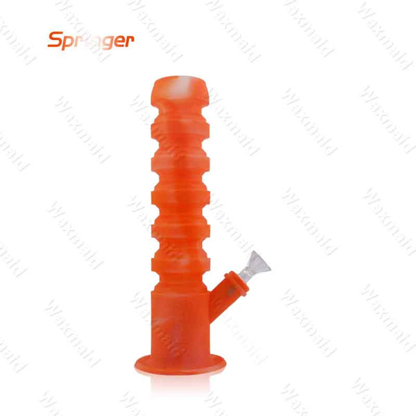 Silicone Bong Glass Bongs Springer Waxmaid New Retractable Glass Water Pipes With Bowl 6 colors For Dry Herb DHL Free Shipping