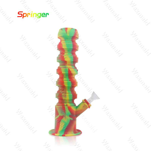 Glass Water Pipe Silicone Bong Waxmaid Retractable Glass Bong Springer With Bowl 6 colors For Dry Herb DHL Free Shipping