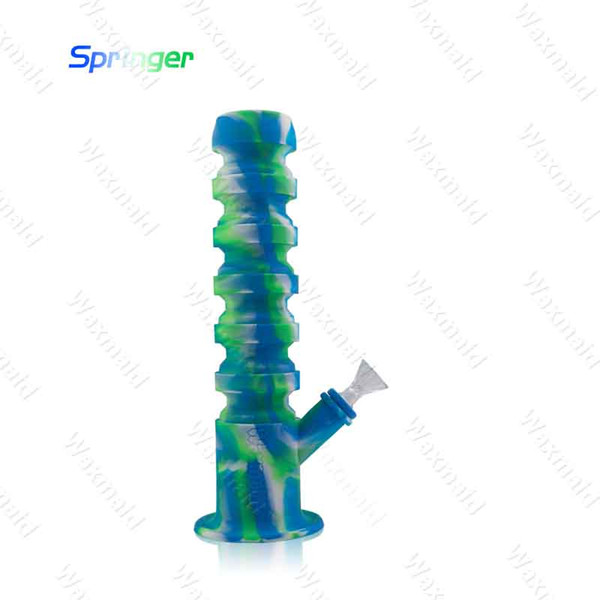 Bong Silicone Bongs Waxmaid Retractable Glass Water Pipe Springer With Bowl 6 colors For Dry Herb DHL Free Shipping