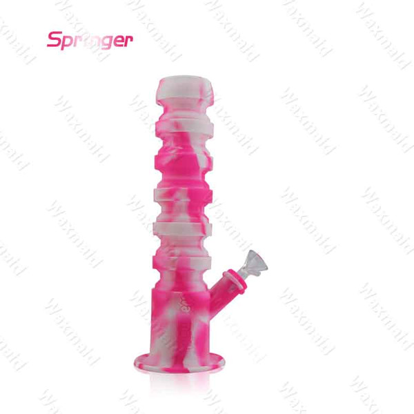 Silicone Bong Glass Bongs Waxmaid New Retractable Glass Water Pipes With Bowl 6 colors For Dry Herb DHL Free Shipping