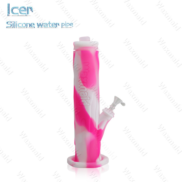 Bong FDA Silicone Bongs Waxmaid High-end Dab rig 12 inches Cool Ice Bongs With 14mm male Joint Bowl Factory Outlet Free Shipping